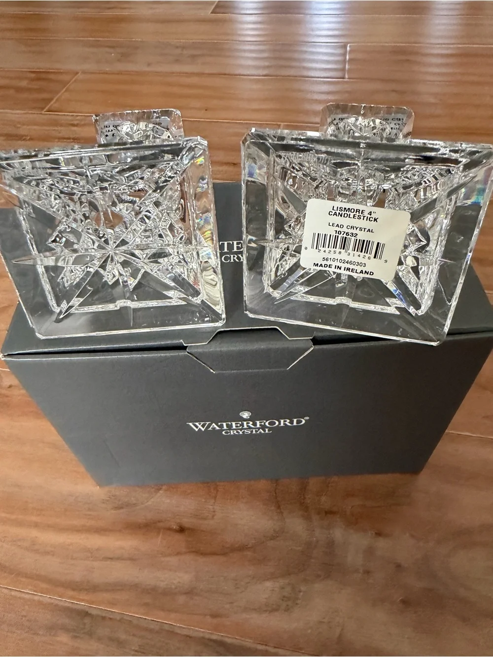 NIB Vintage Waterford Lismore 4” Candlestick Pair - Made in Ireland Rare